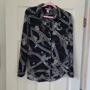 H&M Blue Paisley Patterned Shirt